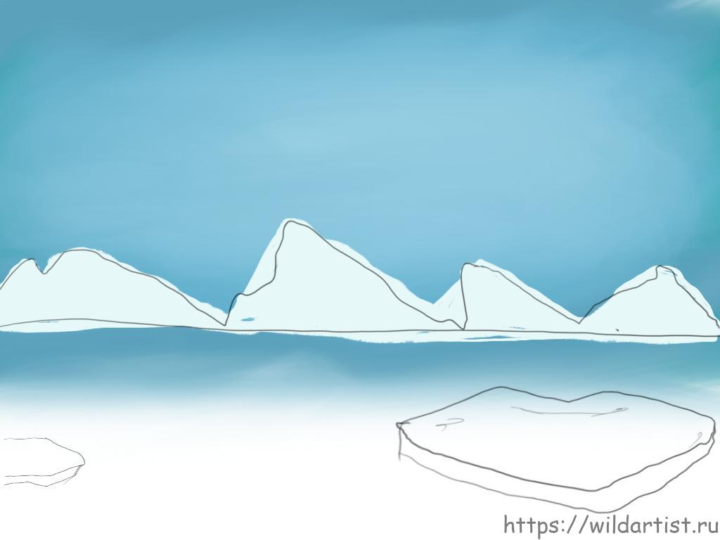 Как нарисовать пингвиненка на льдине