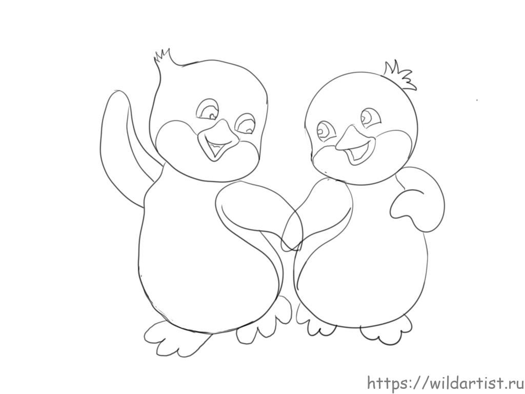 Раскраски пингвины 🎨 распечатать бесплатно для детей